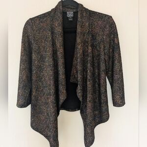 Vintage Clara Sun Woo Rainbow Shimmer Front Drape Cardigan sz S 3/4 Sleeve